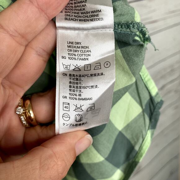 H&M L.O.G.G. Plaid Sleveless Button Up Top, Sz 12 - Picture 6 of 6